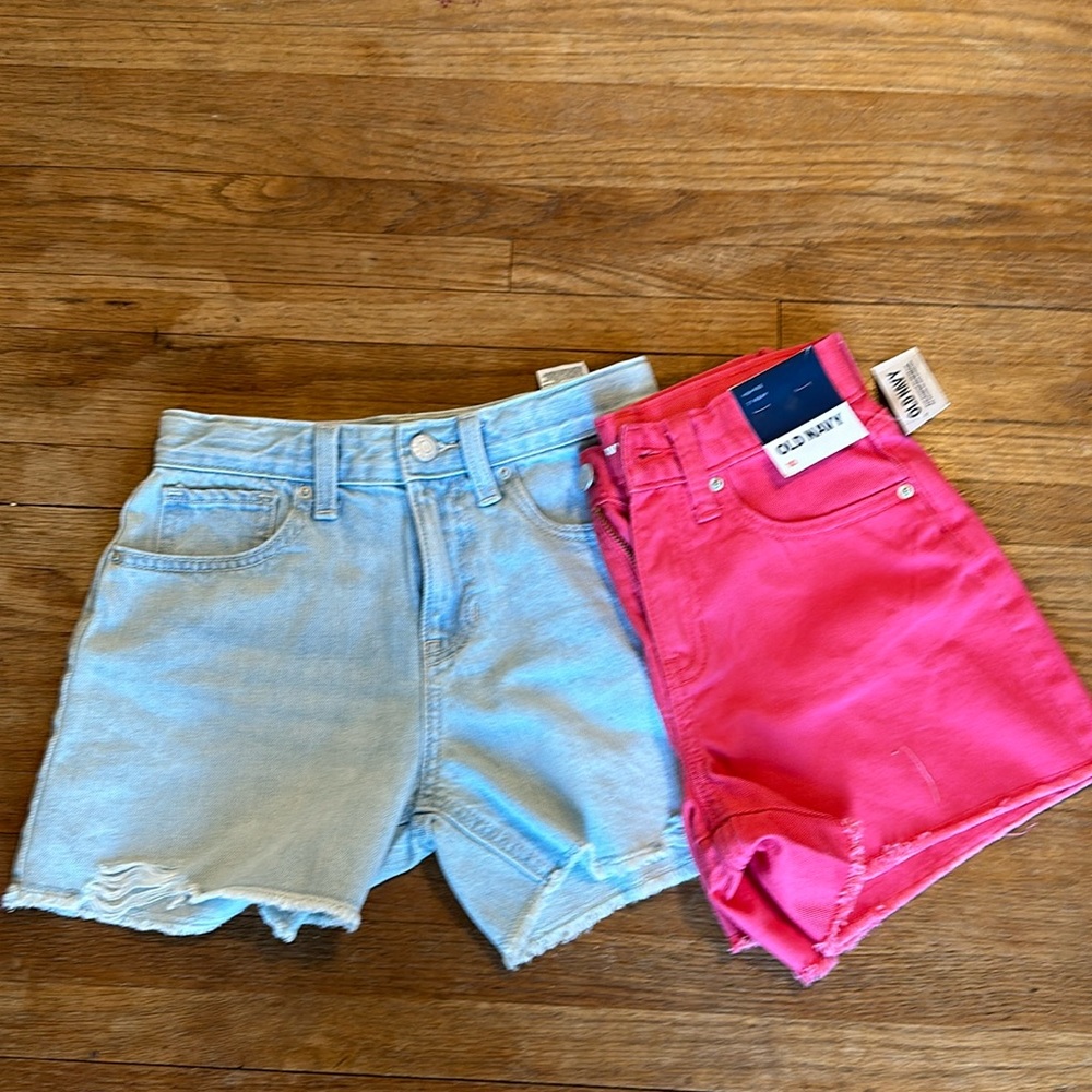Old Navy high rise girls pink and light Jean shorts size 10